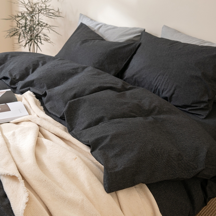 91家纺网 家纺一手货源 找家纺 棉邦 2023新款A类全棉色织水洗棉四件套 极黑细条