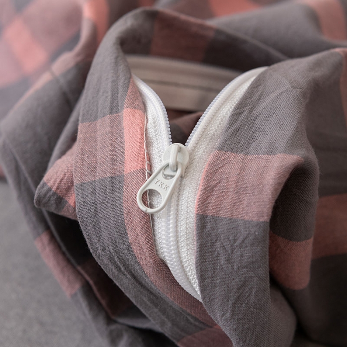 91家纺网 家纺一手货源 找家纺 棉邦 2023新款A类全棉色织水洗棉四件套 洛桑粉