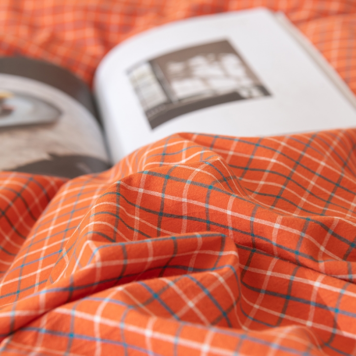 91家纺网 家纺一手货源 找家纺 棉邦 2023新款A类全棉色织水洗棉四件套 梦想桔