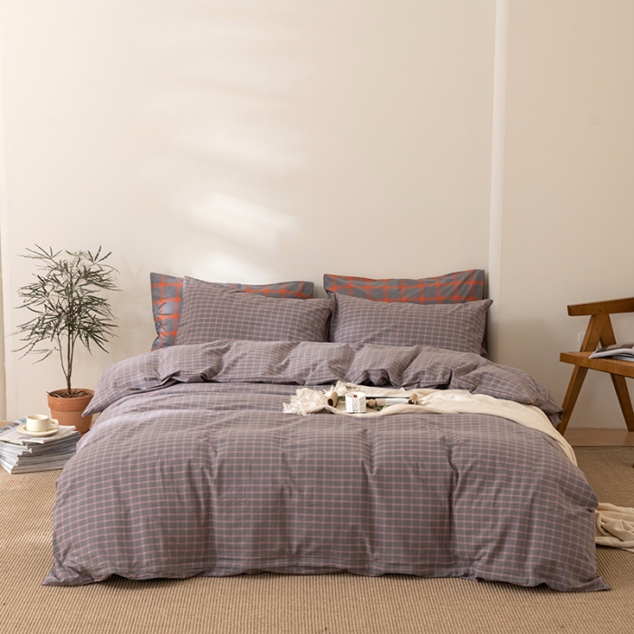 91家纺网 家纺一手货源 找家纺 棉邦 2023新款A类全棉色织水洗棉四件套 雅思灰