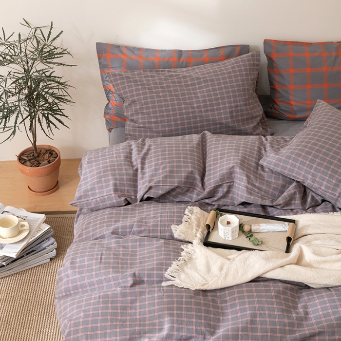 91家纺网 家纺一手货源 找家纺 棉邦 2023新款A类全棉色织水洗棉四件套 雅思灰