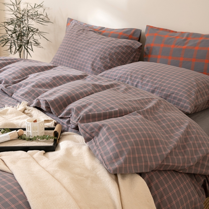 91家纺网 家纺一手货源 找家纺 棉邦 2023新款A类全棉色织水洗棉四件套 雅思灰