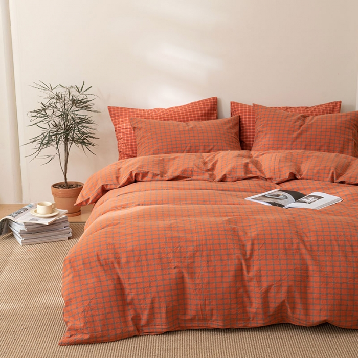 91家纺网 家纺一手货源 找家纺 棉邦 2023新款A类全棉色织水洗棉四件套 雅思桔