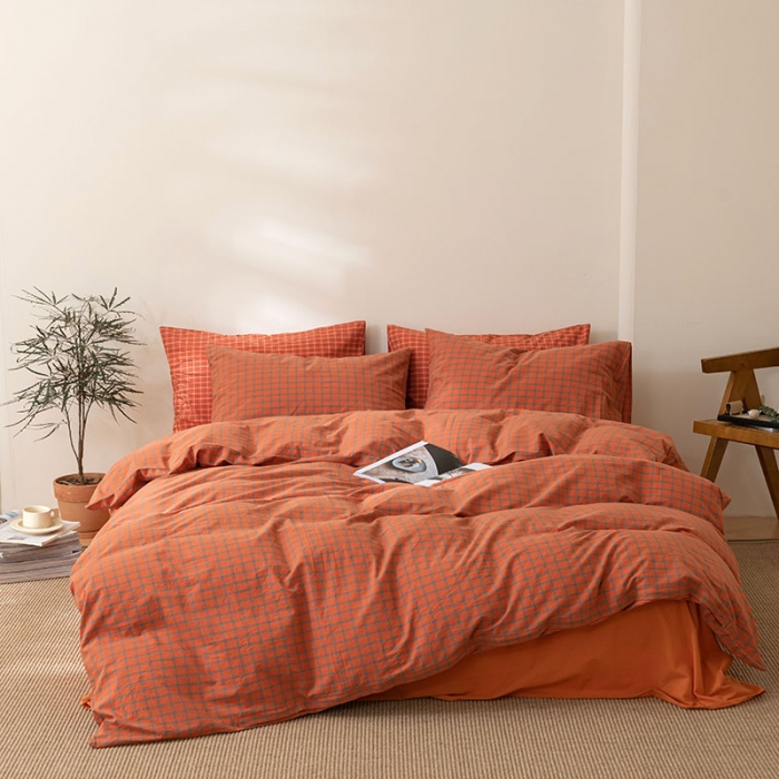 91家纺网 家纺一手货源 找家纺 棉邦 2023新款A类全棉色织水洗棉四件套 雅思桔