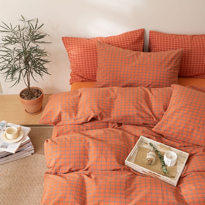 91家纺网 家纺一手货源 找家纺 棉邦 2023新款A类全棉色织水洗棉四件套 雅思桔