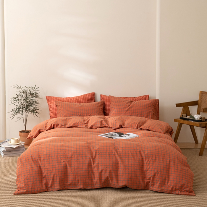 91家纺网 家纺一手货源 找家纺 棉邦 2023新款A类全棉色织水洗棉四件套 雅思桔