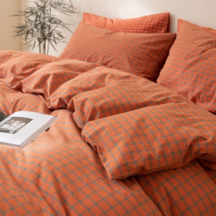 91家纺网 家纺一手货源 找家纺 棉邦 2023新款A类全棉色织水洗棉四件套 雅思桔