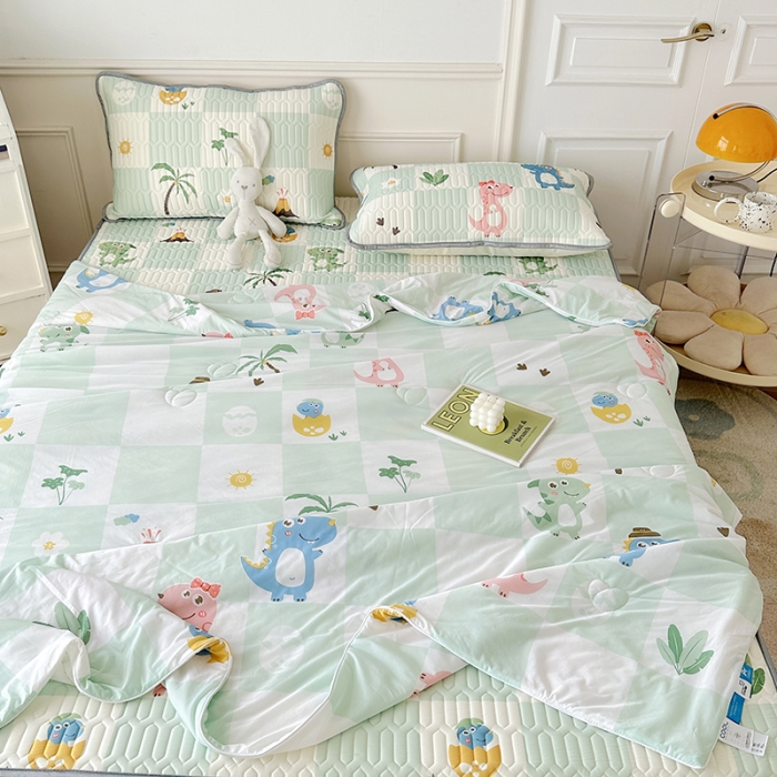 91家纺网 家纺一手货源 找家纺 纽缦 2023新款乳胶床笠四件套 恐龙假期