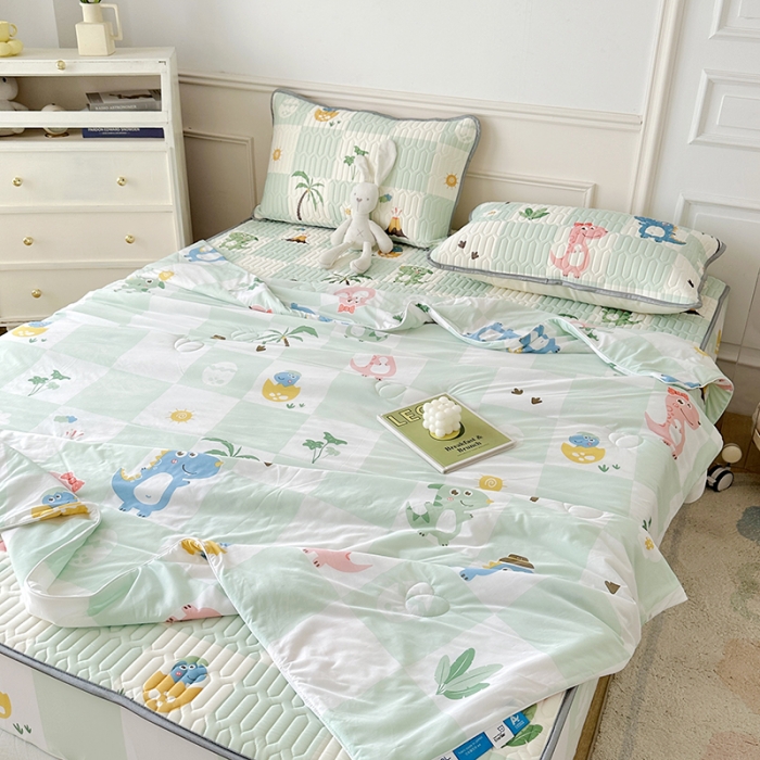 91家纺网 家纺一手货源 找家纺 纽缦 2023新款乳胶床笠四件套 恐龙假期