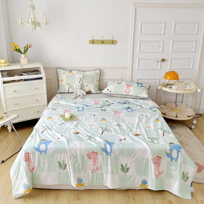 91家纺网 家纺一手货源 找家纺 纽缦 2023新款乳胶床笠四件套 恐龙假期