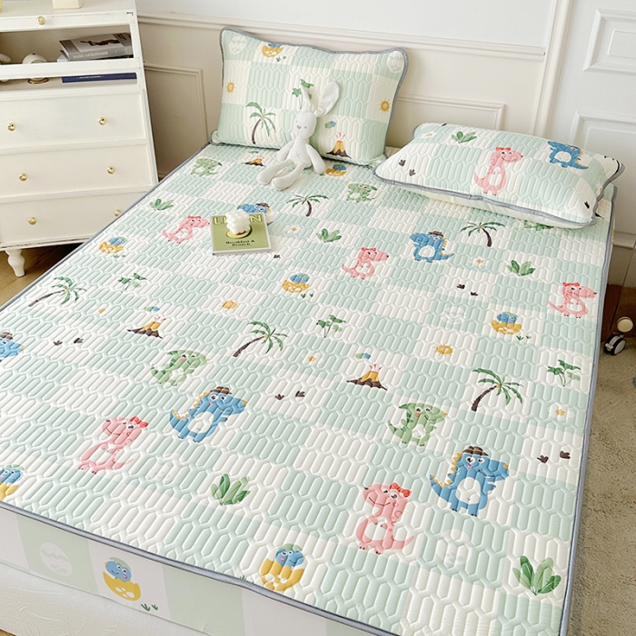 91家纺网 家纺一手货源 找家纺 纽缦 2023新款乳胶床笠四件套 恐龙假期