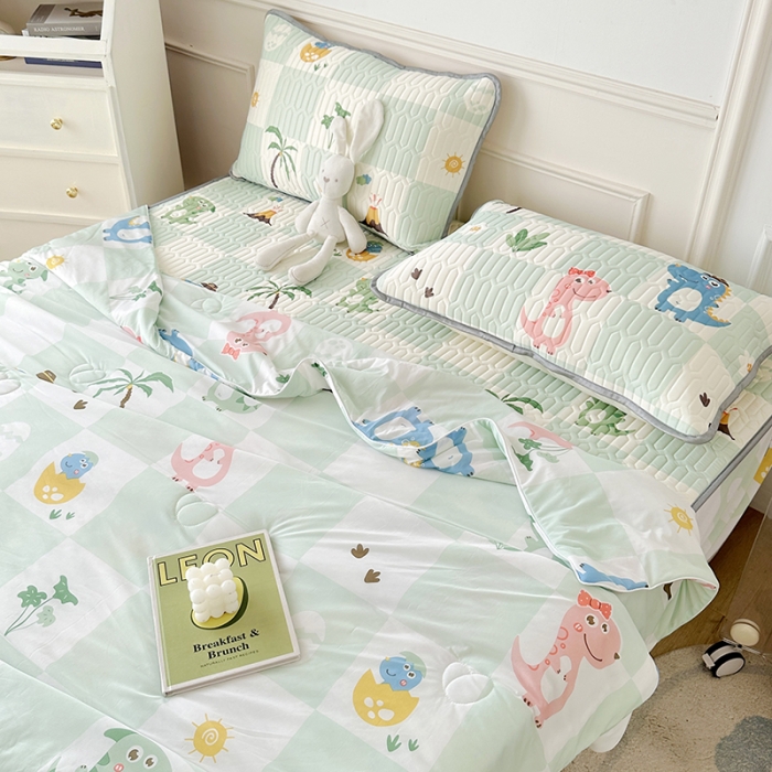 91家纺网 家纺一手货源 找家纺 纽缦 2023新款乳胶床笠四件套 恐龙假期