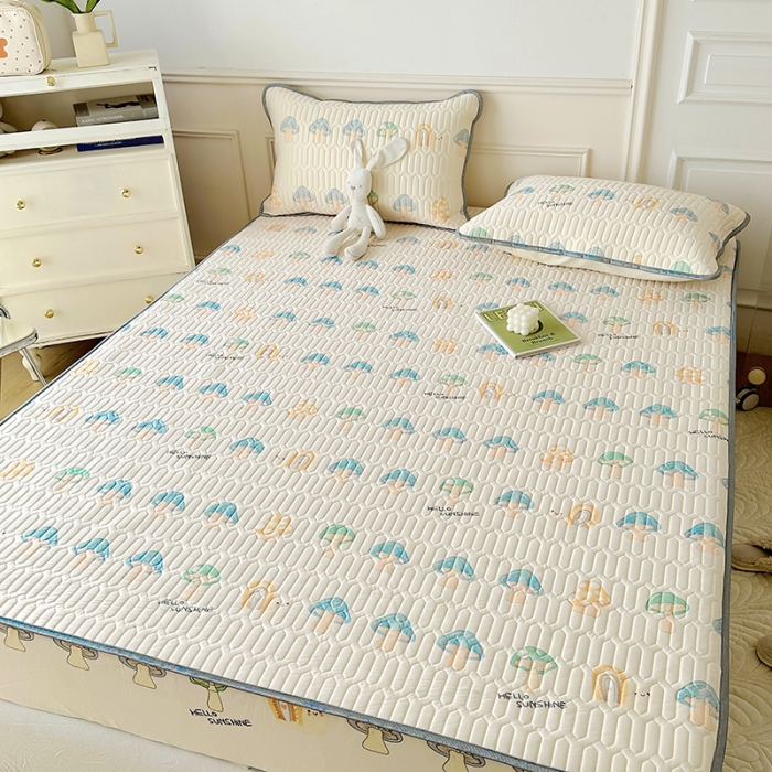 91家纺网 家纺一手货源 找家纺 纽缦 2023新款乳胶床笠四件套 小蘑菇