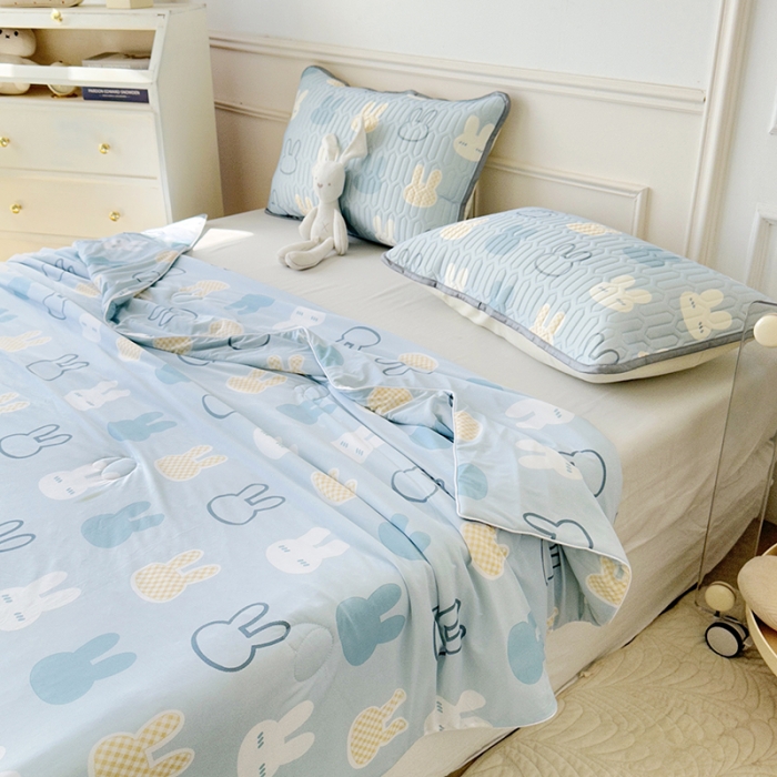 91家纺网 家纺一手货源 找家纺 纽缦 2023新款乳胶床笠四件套 小兔出没