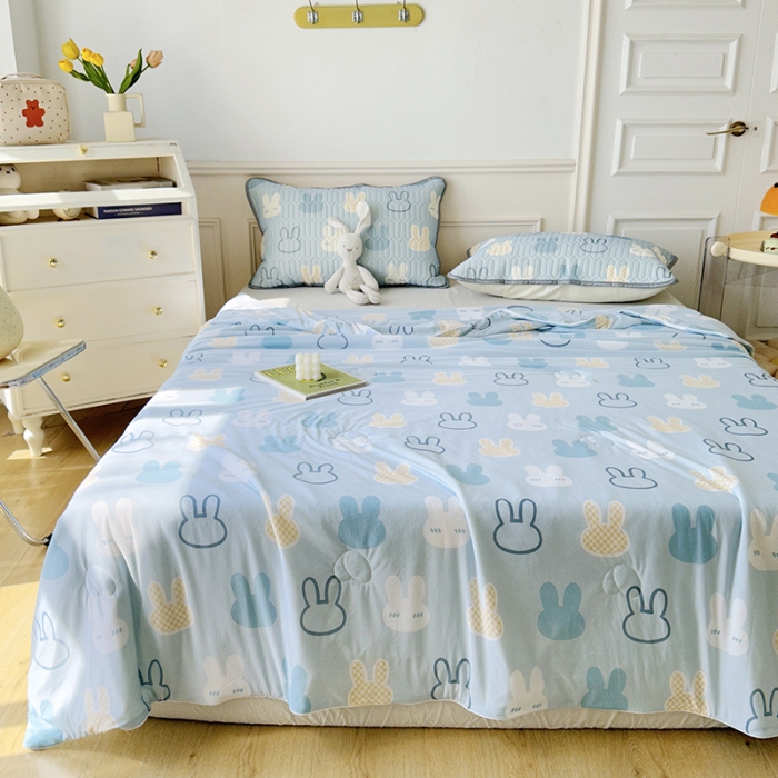 91家纺网 家纺一手货源 找家纺 纽缦 2023新款乳胶床笠四件套 小兔出没