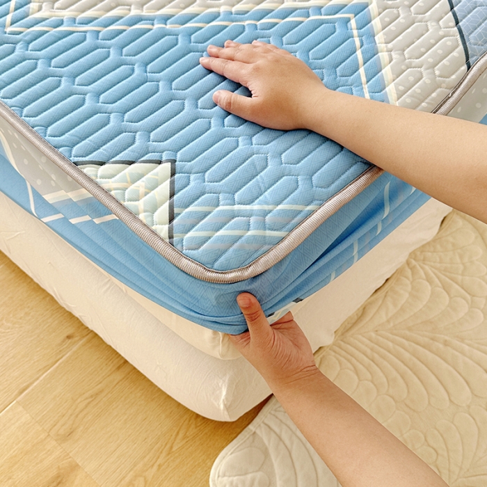 91家纺网 家纺一手货源 找家纺 纽缦 2023新款乳胶床笠四件套 西塞尔-兰