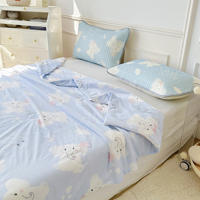 91家纺网 家纺一手货源 找家纺 纽缦 2023新款乳胶床笠四件套 小飞象