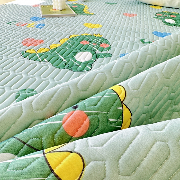 91家纺网 家纺一手货源 找家纺 纽缦 2023新款乳胶床笠四件套 小恐龙-绿