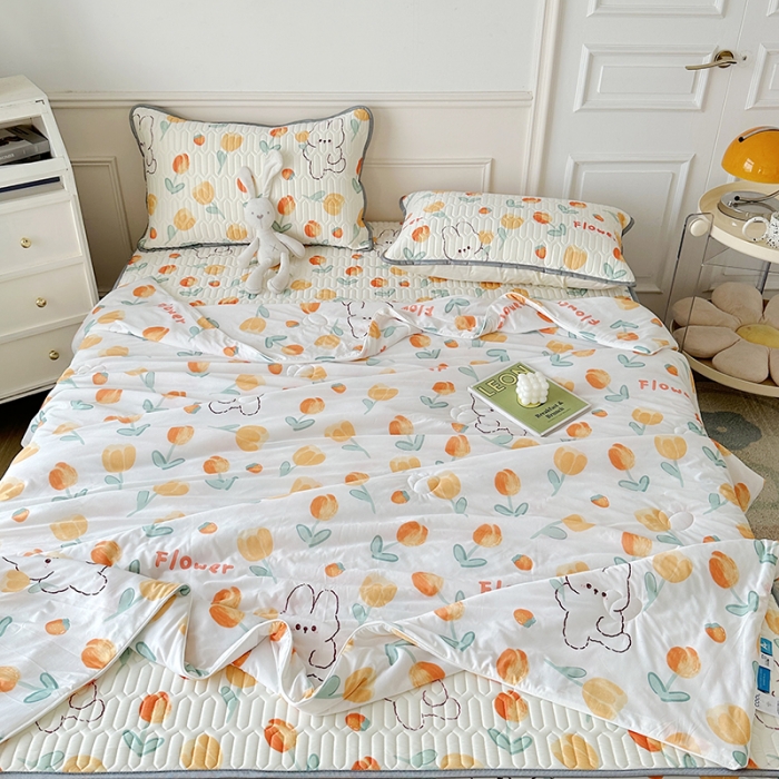 91家纺网 家纺一手货源 找家纺 纽缦 2023新款乳胶床笠四件套 兔精灵-奶白