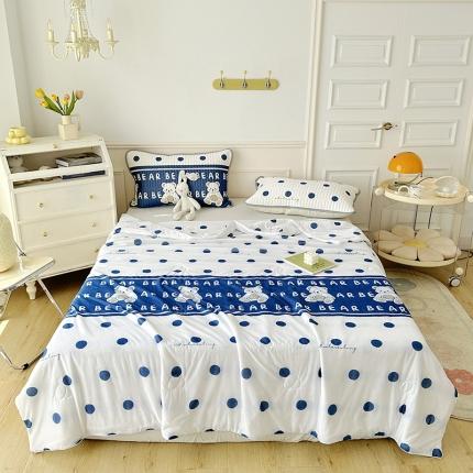 纽缦 2023新款乳胶床笠四件套 萌小熊-蓝