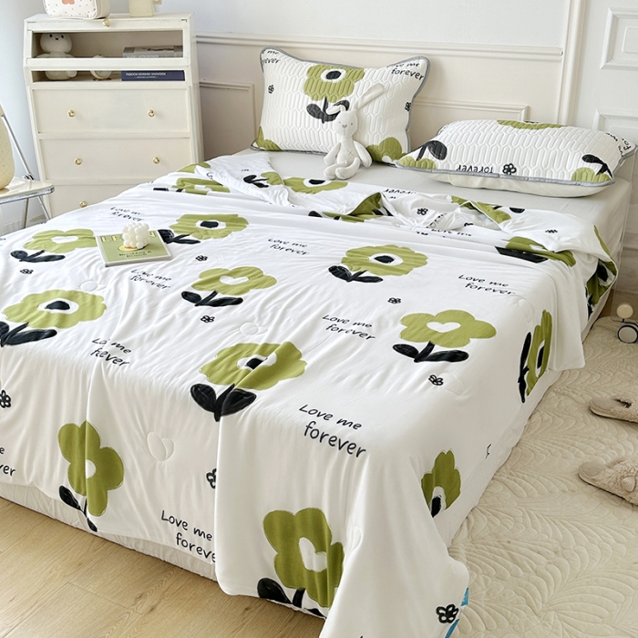 91家纺网 家纺一手货源 找家纺 纽缦 2023新款乳胶床笠四件套 花语-绿