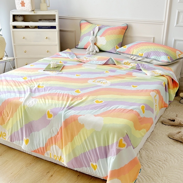 91家纺网 家纺一手货源 找家纺 纽缦 2023新款乳胶床笠四件套 彩虹星空-紫