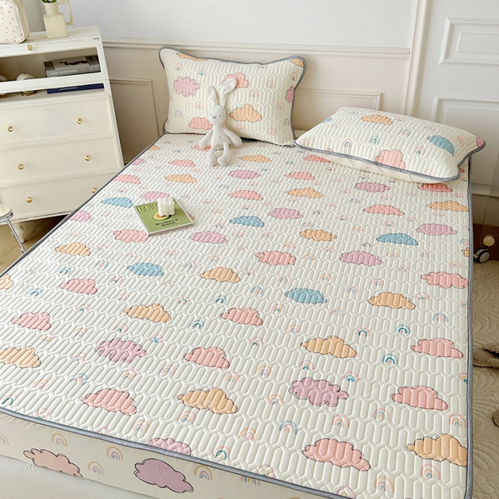 91家纺网 家纺一手货源 找家纺 纽缦 2023新款乳胶床笠四件套 彩云