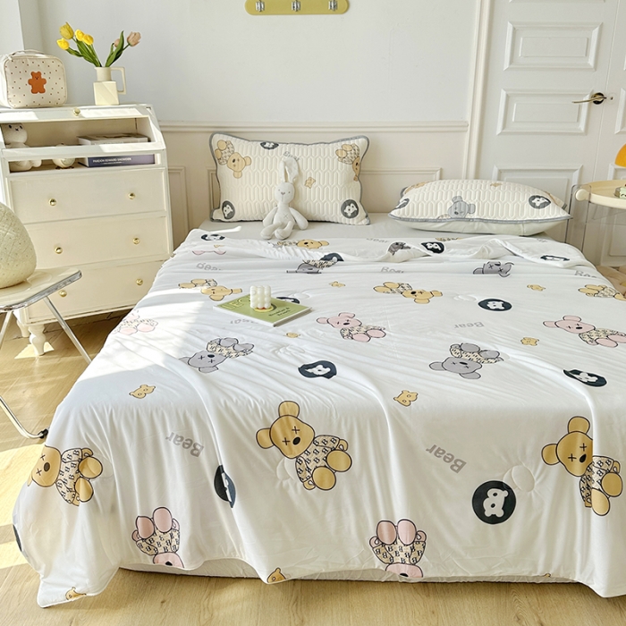 91家纺网 家纺一手货源 找家纺 纽缦 2023新款乳胶床笠四件套 暴力熊-白