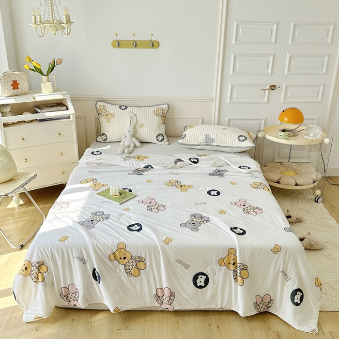 91家纺网 家纺一手货源 找家纺 纽缦 2023新款乳胶床笠四件套 暴力熊-白