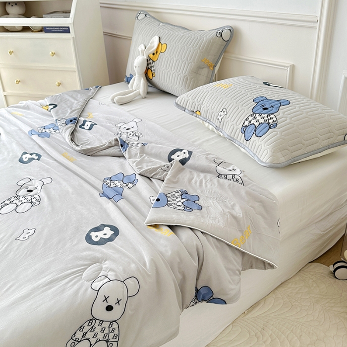 91家纺网 家纺一手货源 找家纺 纽缦 2023新款乳胶床笠四件套 暴力熊-灰