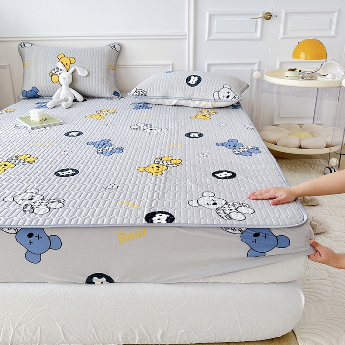 91家纺网 家纺一手货源 找家纺 纽缦 2023新款乳胶床笠四件套 暴力熊-灰