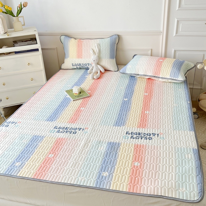 91家纺网 家纺一手货源 找家纺 纽缦 乳胶床单三件套 彩虹语