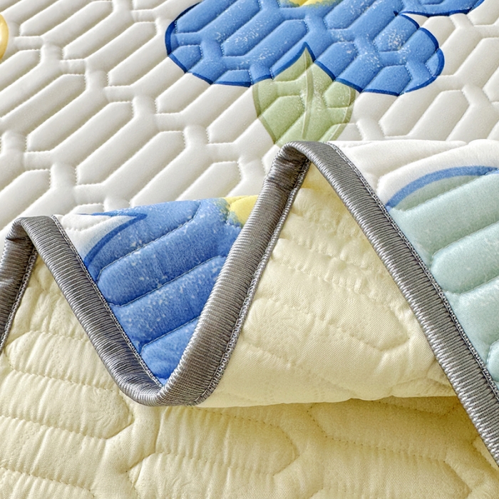 91家纺网 家纺一手货源 找家纺 纽缦 乳胶床单三件套 花季-白蓝