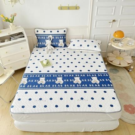 91家纺网 家纺一手货源 找家纺 纽缦 乳胶床单三件套 萌小熊-蓝