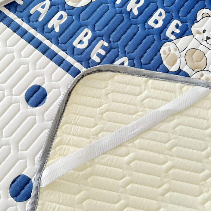 91家纺网 家纺一手货源 找家纺 纽缦 乳胶床单三件套 萌小熊-蓝