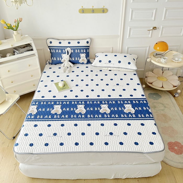 91家纺网 家纺一手货源 找家纺 纽缦 乳胶床单三件套 萌小熊-蓝