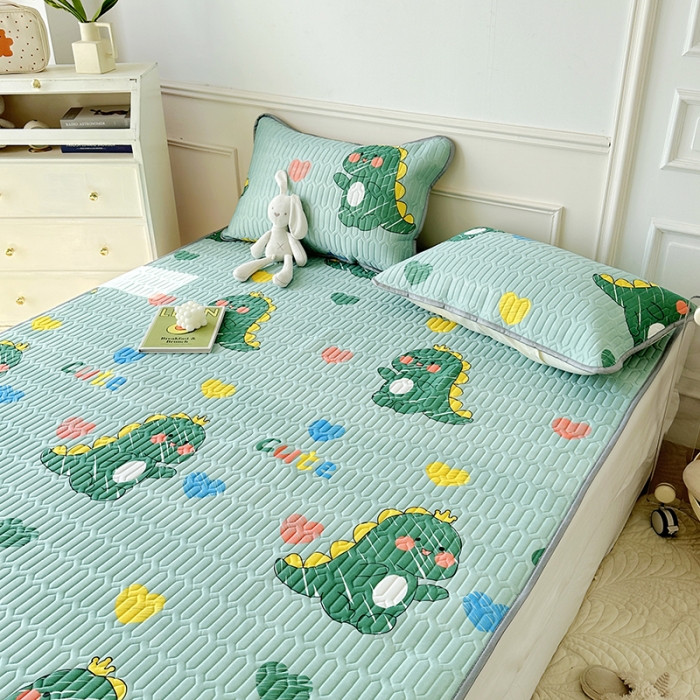 91家纺网 家纺一手货源 找家纺 纽缦 乳胶床单三件套 小恐龙-绿