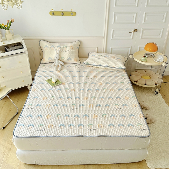 91家纺网 家纺一手货源 找家纺 纽缦 乳胶床单三件套 小蘑菇