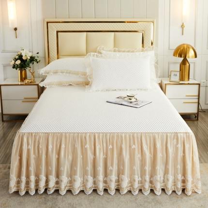 91家纺网 家纺一手货源 找家纺 恋尚 2023新款凉豆豆软凉席床裙款三件套 裸米