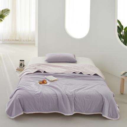 91家纺网 家纺一手货源 找家纺 风向标 2023新款针织双拼夏被（风格二） 芋紫粉双拼