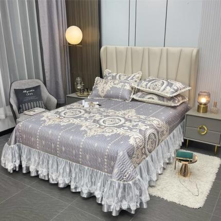 91家纺网 家纺一手货源 找家纺 （总）恋尚 2023新款冰丝夹棉床盖款软凉席印花三件套