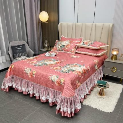 91家纺网 家纺一手货源 找家纺 （总）恋尚 2023新款冰丝夹棉床盖款软凉席印花三件套