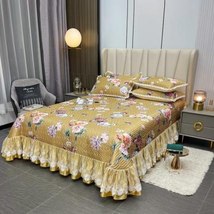 91家纺网 家纺一手货源 找家纺 （总）恋尚 2023新款冰丝夹棉床盖款软凉席印花三件套