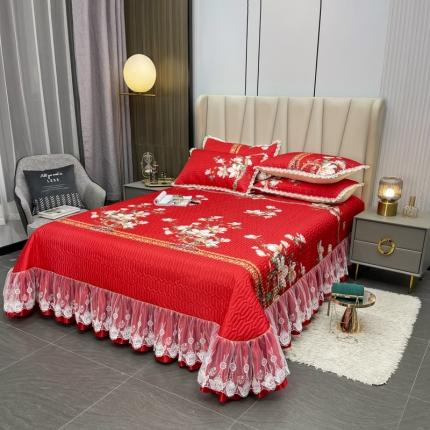 91家纺网 家纺一手货源 找家纺 （总）恋尚 2023新款冰丝夹棉床盖款软凉席印花三件套