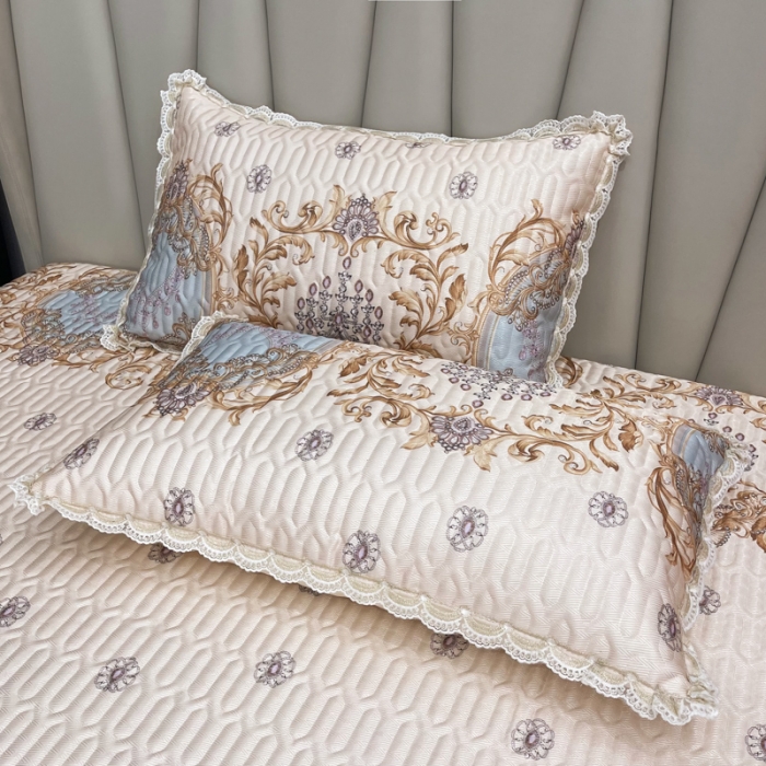 91家纺网 家纺一手货源 找家纺 恋尚 2023新款冰丝夹棉床盖款软凉席印花三件套 欧皇