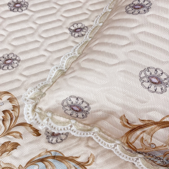 91家纺网 家纺一手货源 找家纺 恋尚 2023新款冰丝夹棉床盖款软凉席印花三件套 欧皇