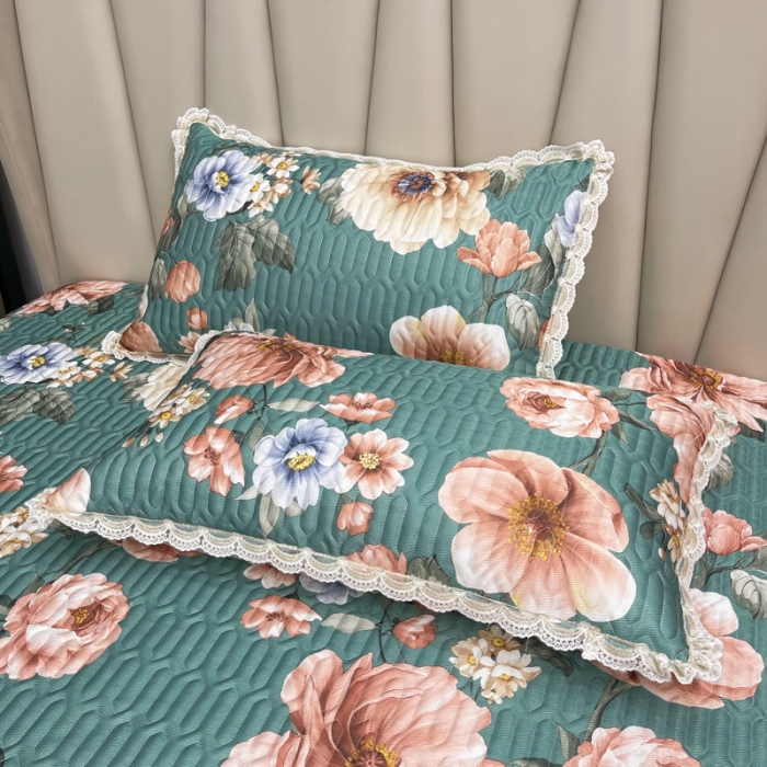 91家纺网 家纺一手货源 找家纺 恋尚 2023新款冰丝夹棉床盖款软凉席印花三件套 瑾萱楚楚