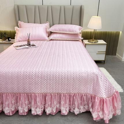 91家纺网 家纺一手货源 找家纺 （总）恋尚 2023新款冰丝夹棉纯色床盖款软凉席三件套