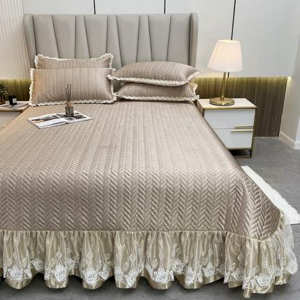 91家纺网 家纺一手货源 找家纺 （总）恋尚 2023新款冰丝夹棉纯色床盖款软凉席三件套