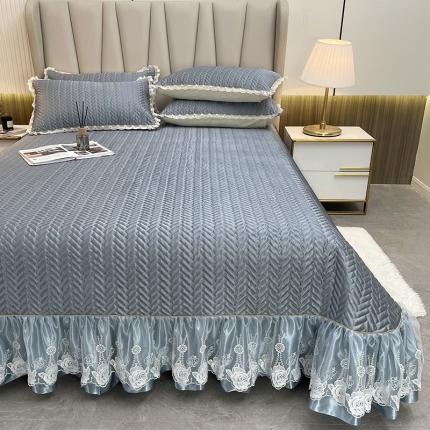 91家纺网 家纺一手货源 找家纺 （总）恋尚 2023新款冰丝夹棉纯色床盖款软凉席三件套